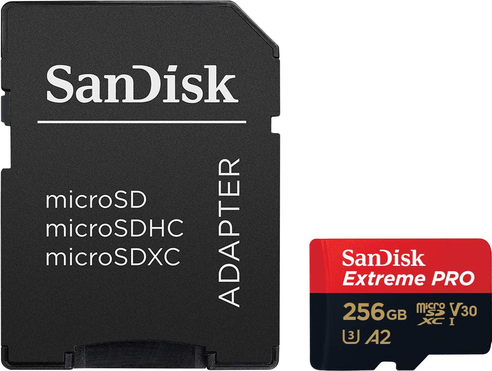SanDisk Extreme PRO 256 GB MicroSDXC UHS‐I‐Kaart Met SD-Adapter (A2 App Performance, 2 Jaar RescuePRO Deluxe Software, Leessnelheden Tot 200 MB/s, Class 10, UHS-I, U3, V30, 30 Jaar Garantie) Zwart