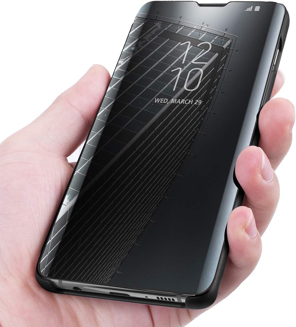 Protective Case for Samsung Galaxy S10 Plus, Flip Case Clear View Cover Flip Case (Black)