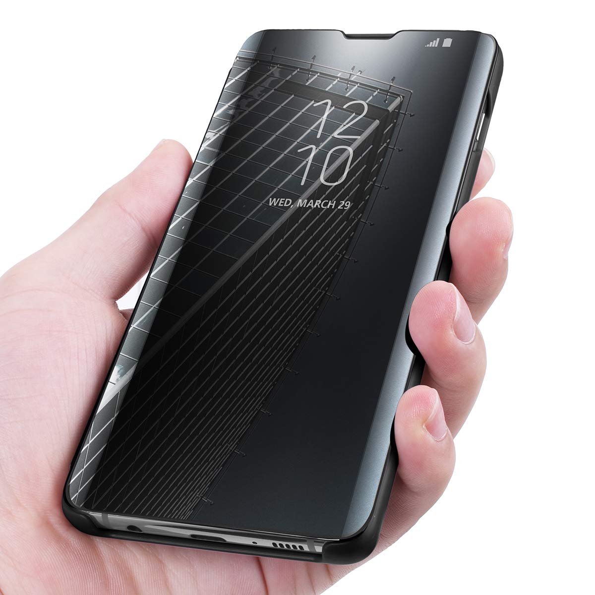 Protective Case for Samsung Galaxy S10 Plus, Flip Case Clear View Cover Flip Case (Black)