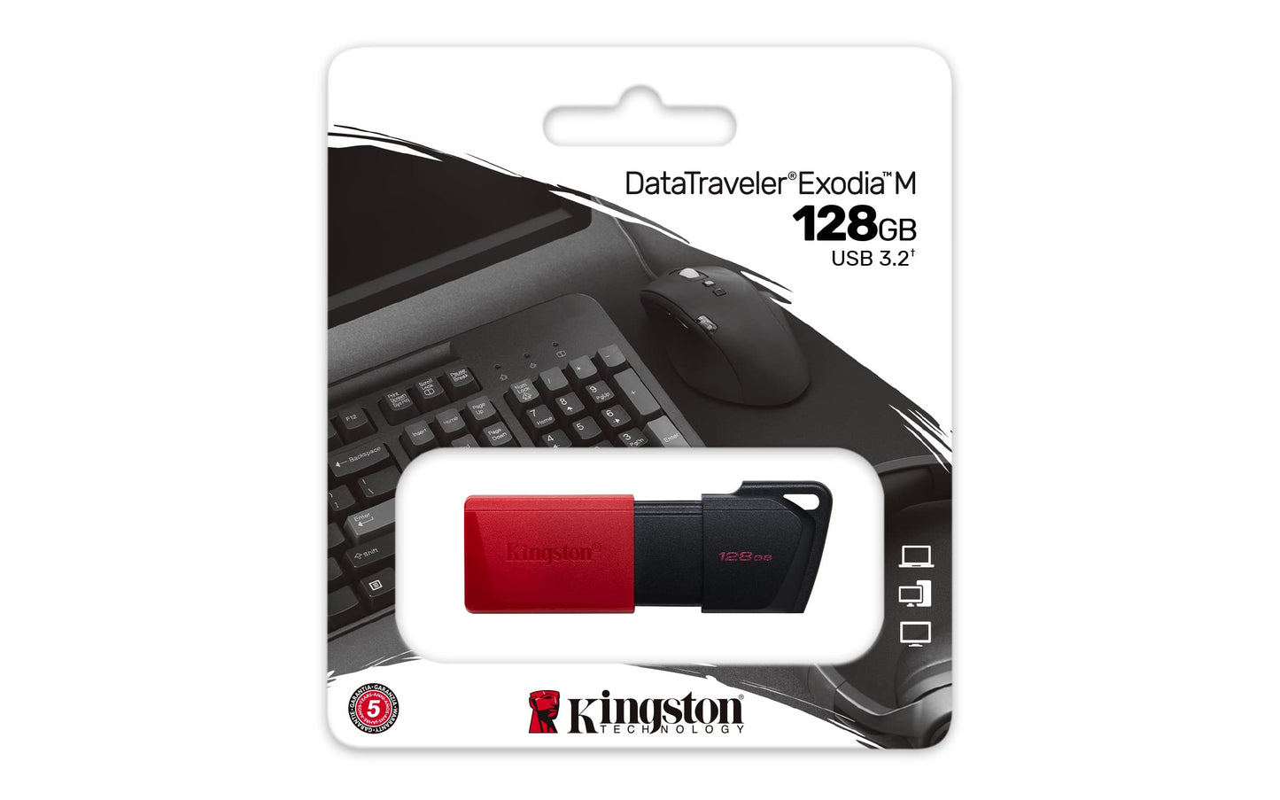 Kingston- Digital Media Product DTXM/128GB 128GB DT EXODIA M USB3.2 GEN 1 (ZWART + ROOD)