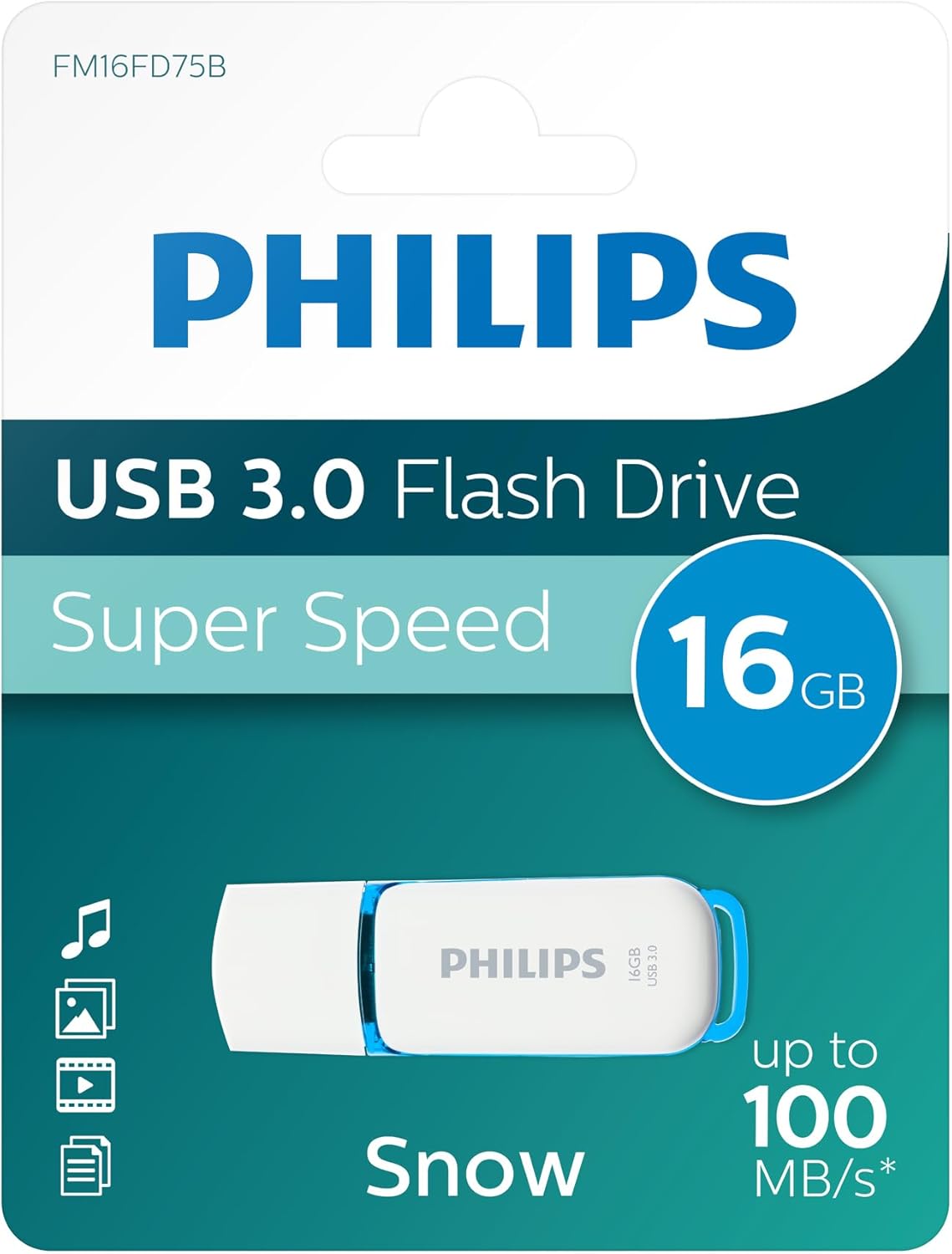 Philips Snow Edition Super Speed 3.0 USB flash drive 8 GB voor PC, laptop, computer, leessnelheid tot 100 MB/s
