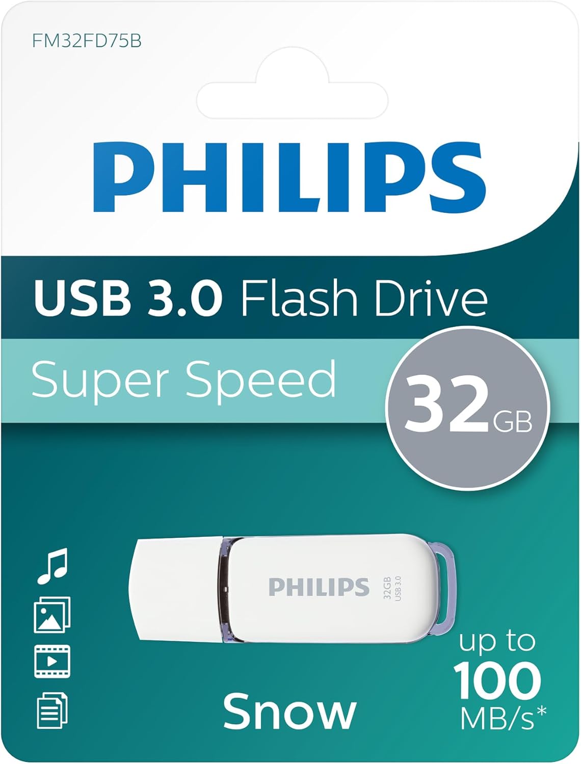 Philips Snow Edition Super Speed 3.0 USB flash drive 8 GB voor PC, laptop, computer, leessnelheid tot 100 MB/s