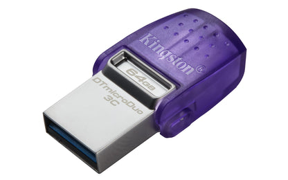 Kingston- Digital Media Product DTDUO3CG3/64GB 4GB DT MICRODUO 3C 200MB/S DUAL USB-A + USB-C,Paars + Zilver