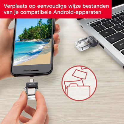 SanDisk Ultra Dual Drive M3.0 Flash Drive For Android Smartphones 64GB (USB M3.0, Retractable Design, 130MB/s Transfer Rates)