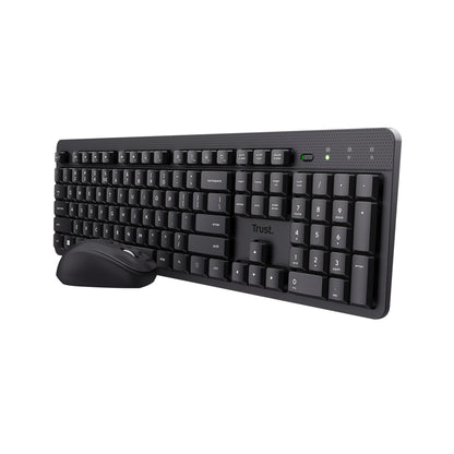 Trust Ody II Wireless Keyboard and Mouse Set Dutch QWERTY Layout, Silent Keys and Mouse Buttons, Wireless Keyboard and Mouse, Spill Proof Keyboard for PC, Computer, Laptop, Mac - Black