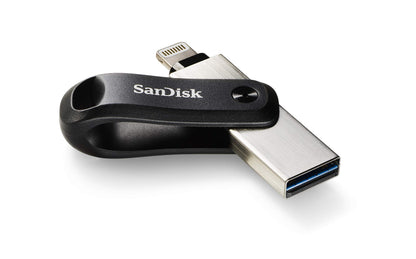 SanDisk IXpand Flashdrive Go 128 GB (USB 3.0 Poort, Wachtwoordbeveiliging, Sleutelring, Voor IPhone/IPad, PC En Mac) Zwart