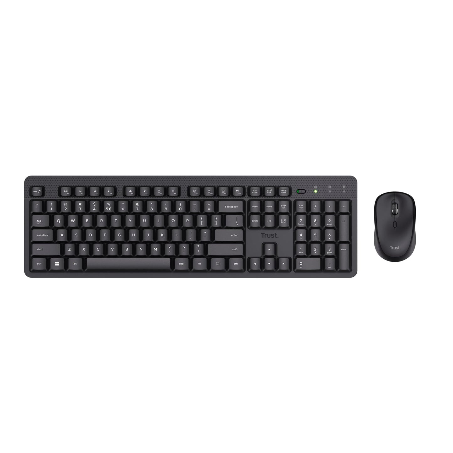 Trust Ody II Wireless Keyboard and Mouse Set Dutch QWERTY Layout, Silent Keys and Mouse Buttons, Wireless Keyboard and Mouse, Spill Proof Keyboard for PC, Computer, Laptop, Mac - Black