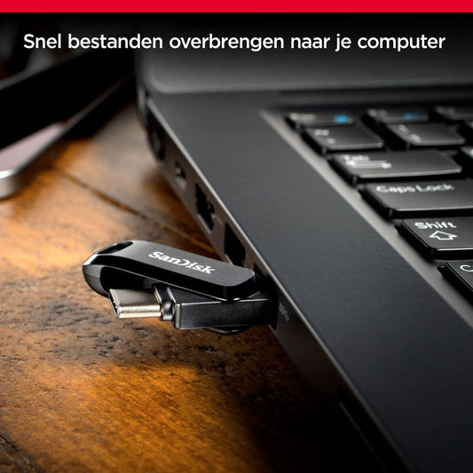 SanDisk Ultra Dual Drive Go USB Type-C Flash Drive 256GB (2-In-1 Flash Drive, USB Type-C And Type-A, Automatic Backups, SanDisk Memory Zone App, 400MB/s)