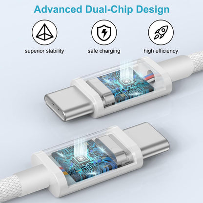 USB C to USB C Charging Cable 1M 2Pack, 60W Nylon Braided USB C to C Cable Original Fast Charge Type C Data Cable for Apple iPhone 16 15 Pro Plus Pro Max, Samsung Galaxy S24 S23, iPad Pro
