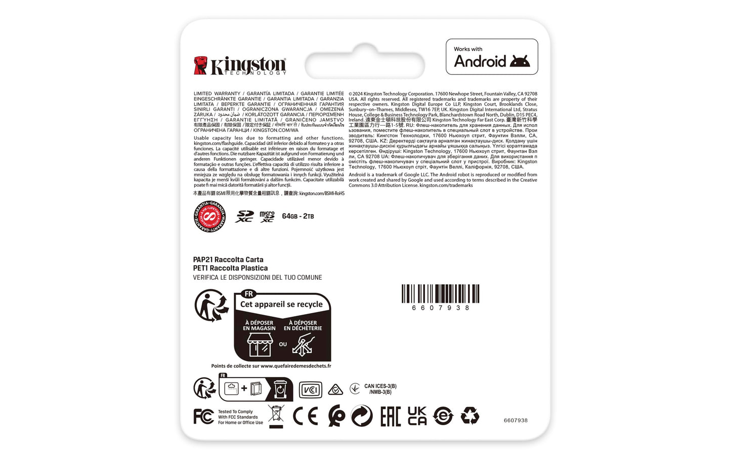 Kingston Canvas Go Plus microSDXC Geheugenkaart Gen4 200MB/s A2 U3 V30 64GB Kaart + Adapter-SDCG4/64GB