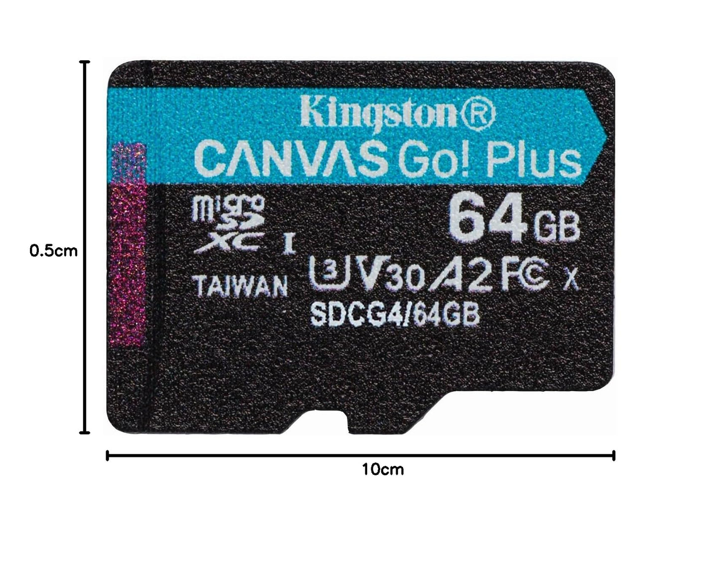 Kingston Canvas Go Plus microSDXC Geheugenkaart Gen4 200MB/s A2 U3 V30 64GB Kaart + Adapter-SDCG4/64GB