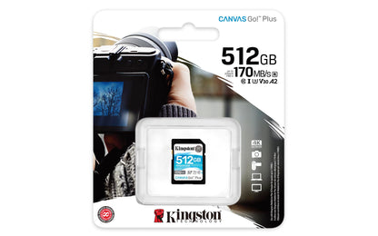 Kingston Canvas Go! Plus SD-kaart 512GB SDXC 170R C10 UHS-I U3 V30