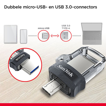 SanDisk Ultra Dual Drive M3.0 Flash Drive For Android Smartphones 64GB (USB M3.0, Retractable Design, 130MB/s Transfer Rates)