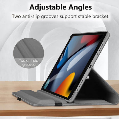 For iPad 9th Generation Case 10.2 Inch 2021, 8th Generation 2020, 7th Generation 2019, Rotatable Smart Cover with Auto Wake and Sleep, Gray