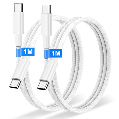 USB C to USB C Charging Cable 1M 2Pack, 60W Nylon Braided USB C to C Cable Original Fast Charge Type C Data Cable for Apple iPhone 16 15 Pro Plus Pro Max, Samsung Galaxy S24 S23, iPad Pro