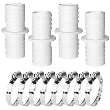 4pcs Pool Hose Connectors, 32mm to 32mm, Pool Hose Connector, Pool Hose Adapter with 4 Stainless Steel Hose Clamps