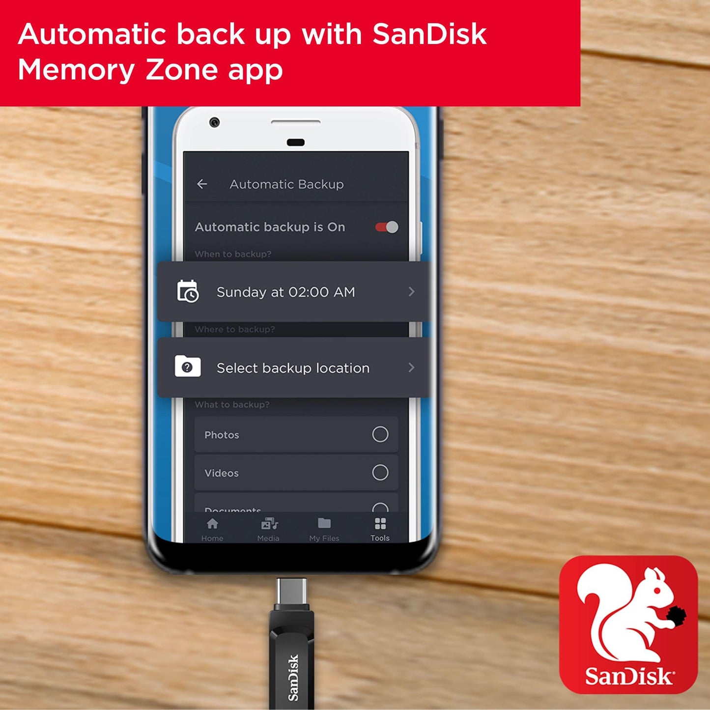SanDisk Ultra Dual Drive Go USB Type-C Flashdrive 1 TB (2-In-1 Flashdrive, USB Type-C En Type-A, Automatisch Back-Ups, SanDisk Memory Zone-App, 400 MB/s)