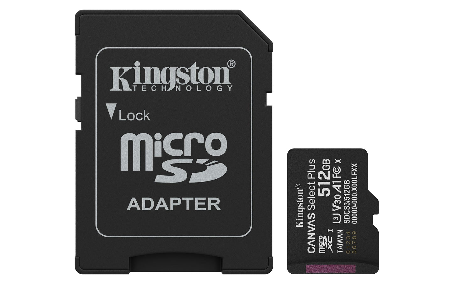 Kingston Canvas Select Plus microSD Geheugenkaart 512GB microSDXC Gen3 150MB/s A1 kaart + adapter - SDCS3/512GB