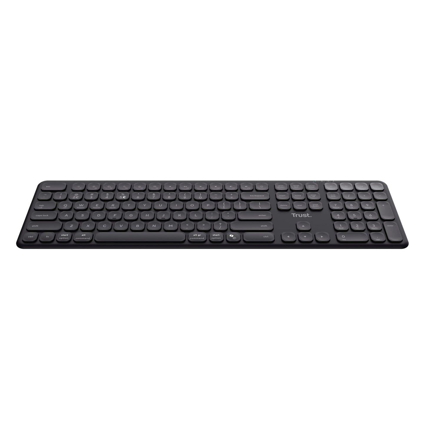 Trust Vaiya Wireless Keyboard Bluetooth + 2.4GHz QWERTY US Layout, Multi-Device Bluetooth Keyboard with Rechargeable Battery, 55% Recycled Material, Windows iOS iPadOS macOS Android, Black