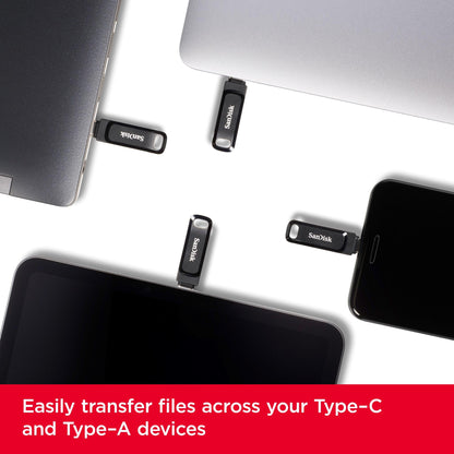 SanDisk Ultra Dual Drive Go USB Type-C Flashdrive 1 TB (2-In-1 Flashdrive, USB Type-C En Type-A, Automatisch Back-Ups, SanDisk Memory Zone-App, 400 MB/s)