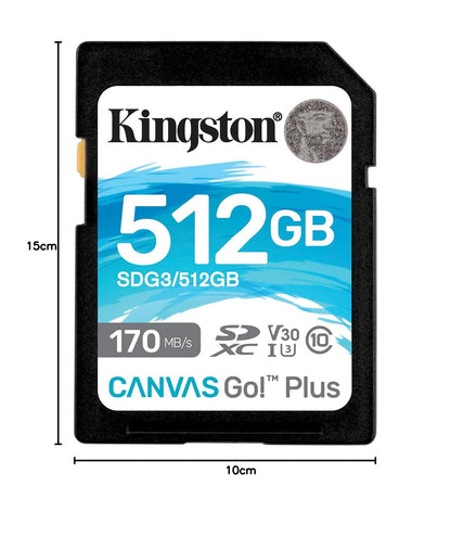 Kingston Canvas Go! Plus SD-kaart 512GB SDXC 170R C10 UHS-I U3 V30