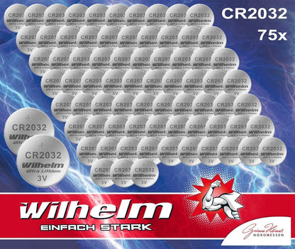 75 x knoopcel CR2032 Wilhelm batterij lithium 3V CR 2032 industriële artikelen - NLMAX
