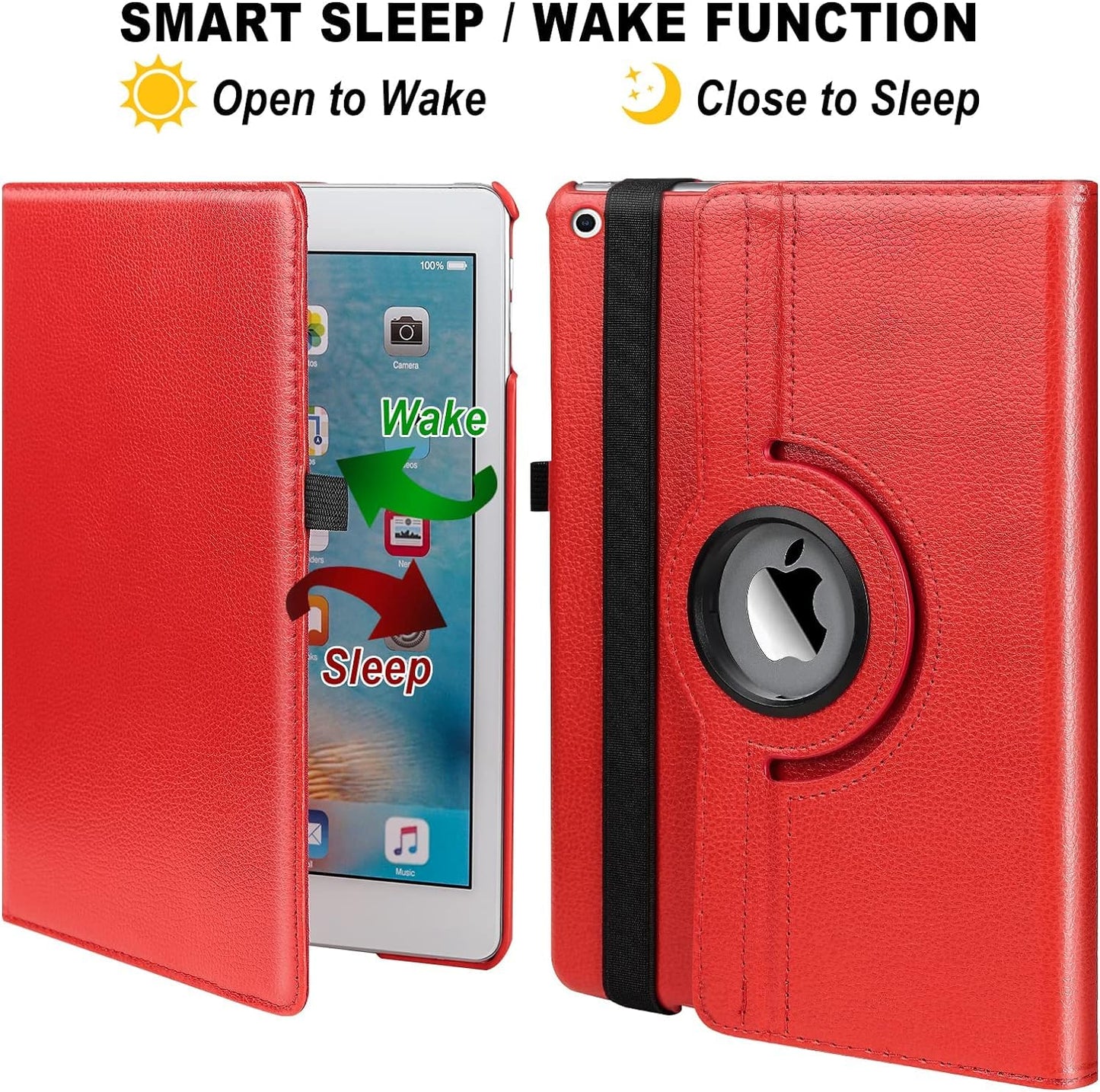 Rotating Case for 10.2 Inch (9th/8th/7th Generation, 2021/2020/2019), 360 Degree Rotation Stand Flip Cover, Auto Wake/Sleep for Apple iPad 10.2 (Red New)