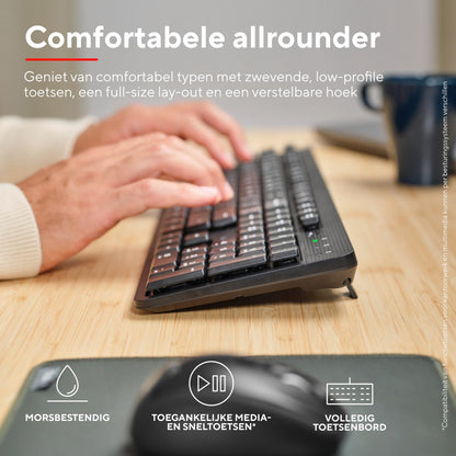 Trust Ody II Wireless Keyboard and Mouse Set Dutch QWERTY Layout, Silent Keys and Mouse Buttons, Wireless Keyboard and Mouse, Spill Proof Keyboard for PC, Computer, Laptop, Mac - Black
