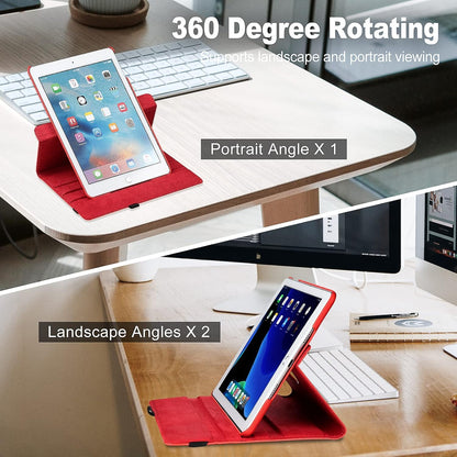 Rotating Case for 10.2 Inch (9th/8th/7th Generation, 2021/2020/2019), 360 Degree Rotation Stand Flip Cover, Auto Wake/Sleep for Apple iPad 10.2 (Red New)