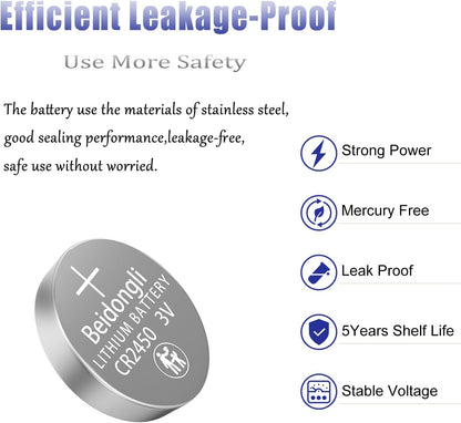 CR2450 3 V Lithium knoopcellen CR 2450 batterijen 40 stuks (CR2450 - 8 - 40) - NLMAX