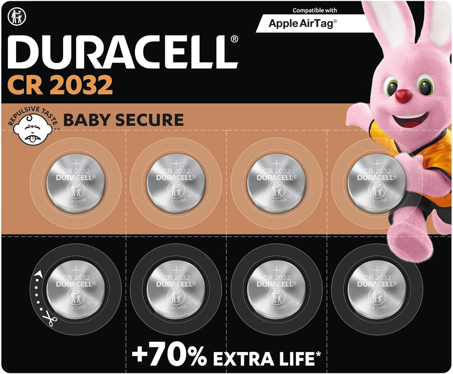 Duracell CR2032 Lithium - knoopcelbatterijen 3V (4 stuks) – Gaan tot 70% Langer Mee – Babyveilige Technologie – Aanbevolen voor Gebruik in Apple AirTag – Babyveilige Verpakking - NLMAX