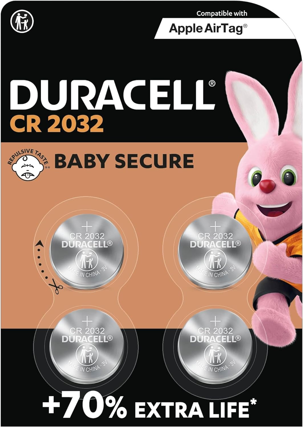 Duracell CR2032 Lithium - knoopcelbatterijen 3V (4 stuks) – Gaan tot 70% Langer Mee – Babyveilige Technologie – Aanbevolen voor Gebruik in Apple AirTag – Babyveilige Verpakking - NLMAX