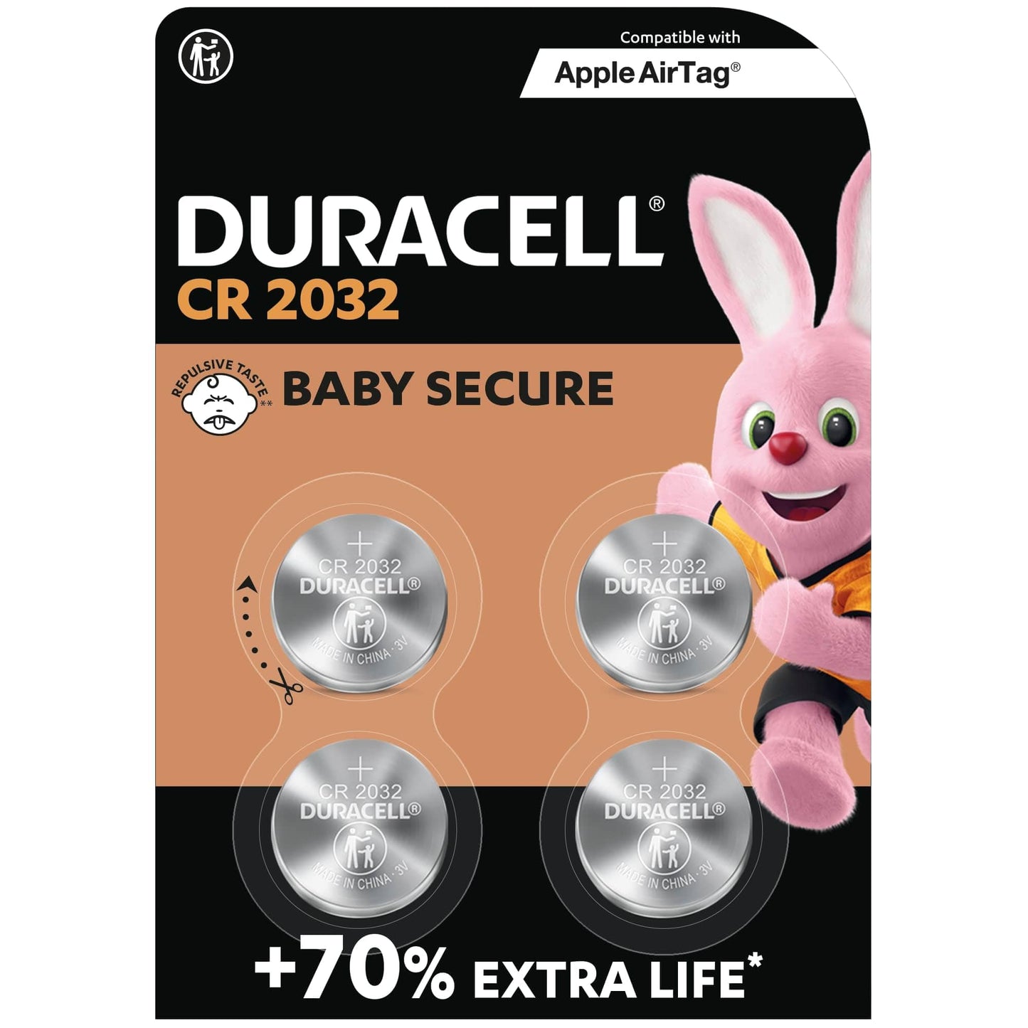Duracell CR2032 Lithium - knoopcelbatterijen 3V (4 stuks) – Gaan tot 70% Langer Mee – Babyveilige Technologie – Aanbevolen voor Gebruik in Apple AirTag – Babyveilige Verpakking - NLMAX