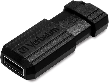 Verbatim PinStripe USB - stick 16 GB, lichte en praktische stick in strepen - look, met schuifmechanisme, zwart, 49063 - NLMAX