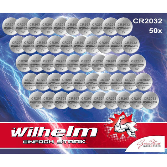 50 x knoopcel CR2032 Wilhelm batterij lithium 3V CR 2032 industriële goederen - NLMAX
