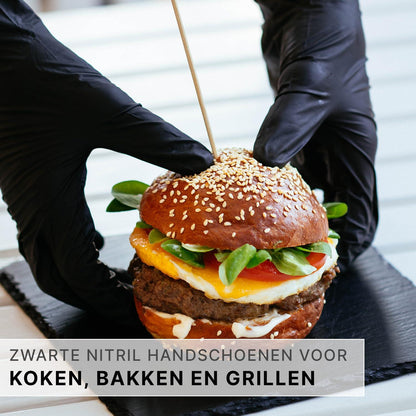 ARNOMED wegwerphandschoenen zwart, nitril handschoenen M, 100 stuks per doos, poedervrij & latexvrij, verkrijgbaar in maat XS, S, M, L, XL & XXL - NLMAX