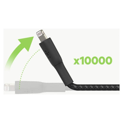 Belkin gevlochten Lightning-kabel - Boost Charge Lightning/USB-kabel voor iPhone, iPad, AirPods - MFi-gecertificeerde 1 m, zwart - NLMAX