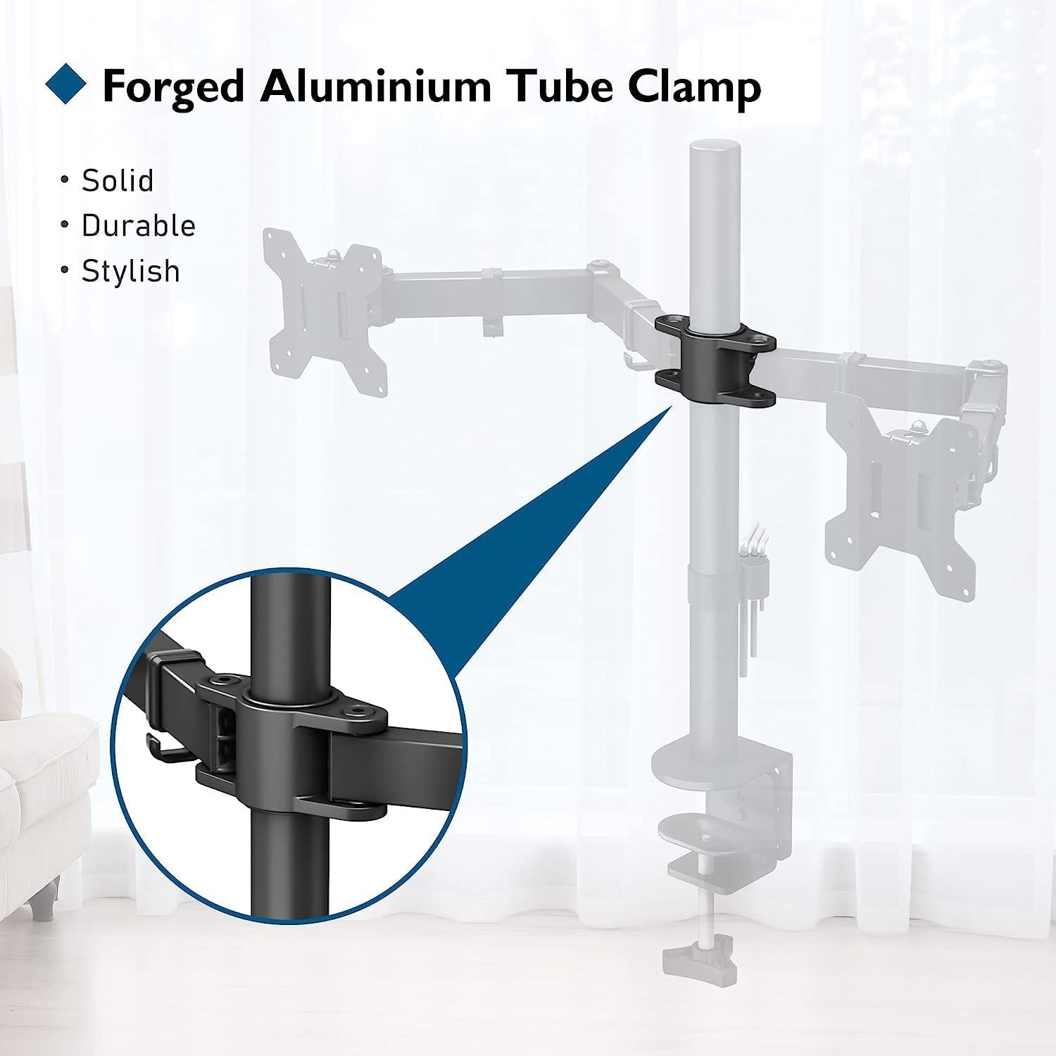 BONTEC Dubbele Monitorstandaard voor 13-27 inch Scherm, Monitor Arm 2 Schermen in hoogte Verstelbaar 430mm Kantelbaar ±90 ° Draaibaar 180 ° Draai 360 °, Tot 10 kg per Arm, VESA 75/100, Zwart - NLMAX