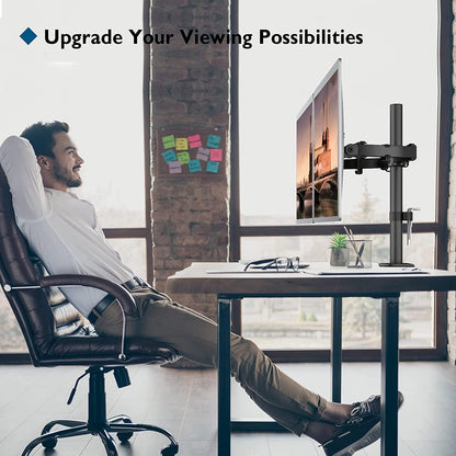 BONTEC Dubbele Monitorstandaard voor 13-27 inch Scherm, Monitor Arm 2 Schermen in hoogte Verstelbaar 430mm Kantelbaar ±90 ° Draaibaar 180 ° Draai 360 °, Tot 10 kg per Arm, VESA 75/100, Zwart - NLMAX