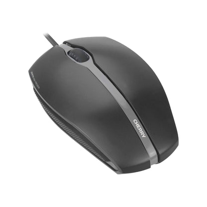 CHERRY GENTIX Kabelgebonden optische muis, bedrade muis met 3 knoppen en hoge resolutie optische 1000 dpi sensor, geschikt voor rechts- en linkshandige gebruikers, rubberen zijkanten, zwart - NLMAX