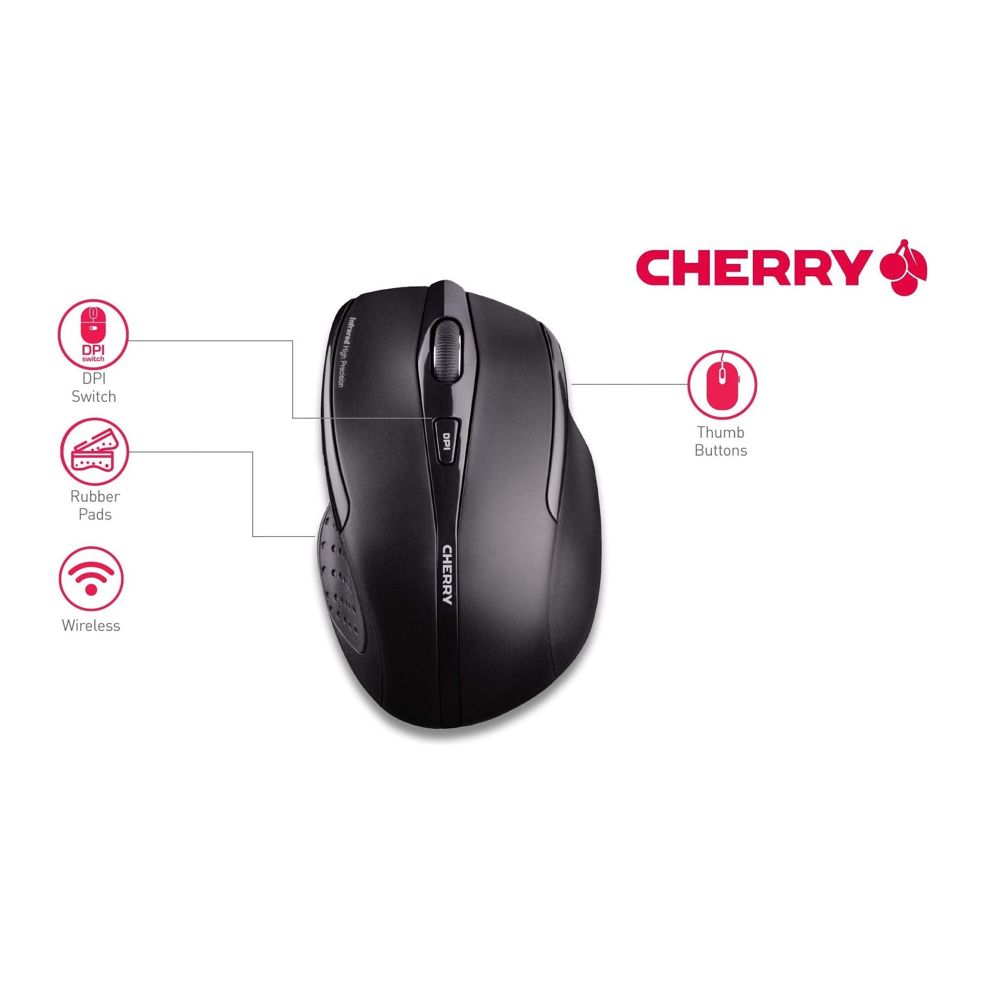 Cherry JW-T0100 draadloze muis USB zwart Single effen - NLMAX