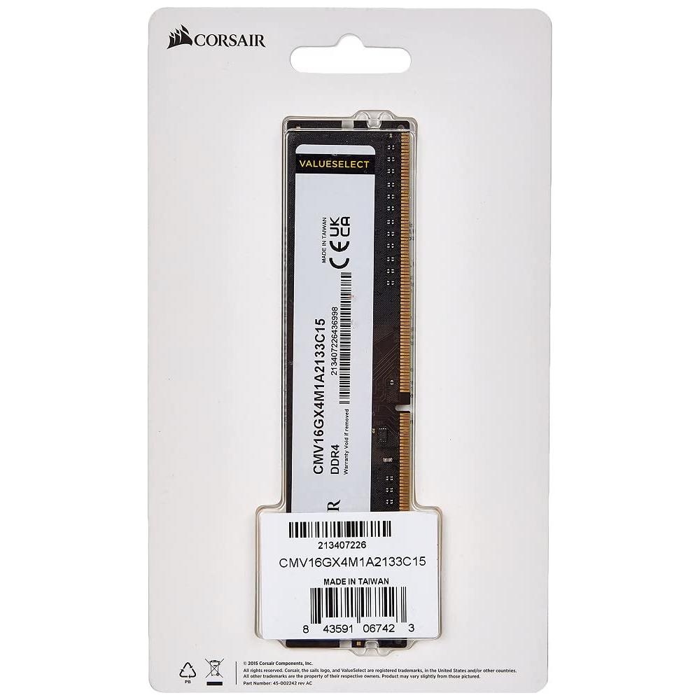 Corsair Memory 16GB DDR4 2133Mhz Mainstream Desktop Memory Module Value Select werkgeheugen (16GB, 1,2V) - NLMAX