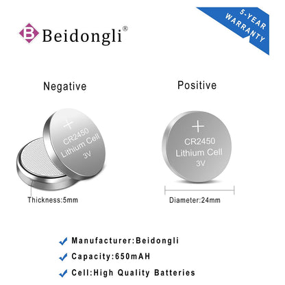 CR2450 3V lithium knoopcellen, CR 2450 batterijen, 20 stuks - NLMAX