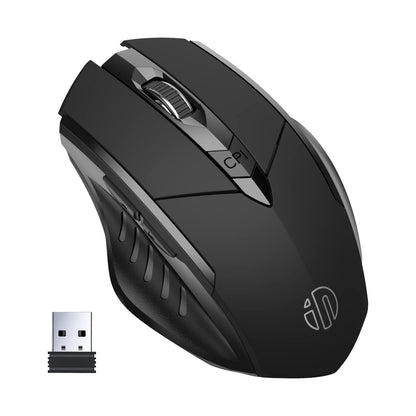 Draadloze oplaadbare muis , ergonomische 2.4g met usb nano-ontvanger. 6 toetsen, zwart - NLMAX