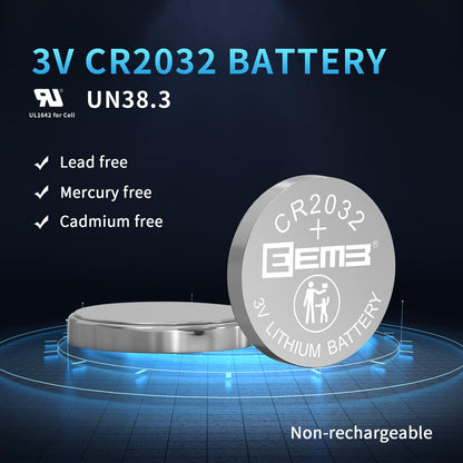 EEMB 100 PACK CR2032 Batterij 3V Lithium Batterij Button Coin Cell Battery 2032 Batterij DL2032 ECR2032 LM2032 voor Horloges Rekenmachines Medische Apparaten Computer Moederborden Sleutelhangers - NLMAX