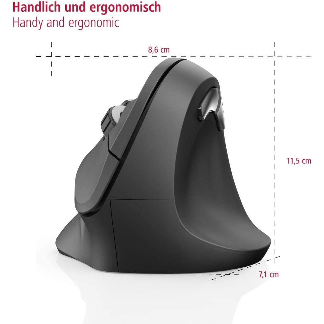 Hama verticale ergonomische muis, draadloos muis voor rechtshandigen, 6 knoppen - NLMAX