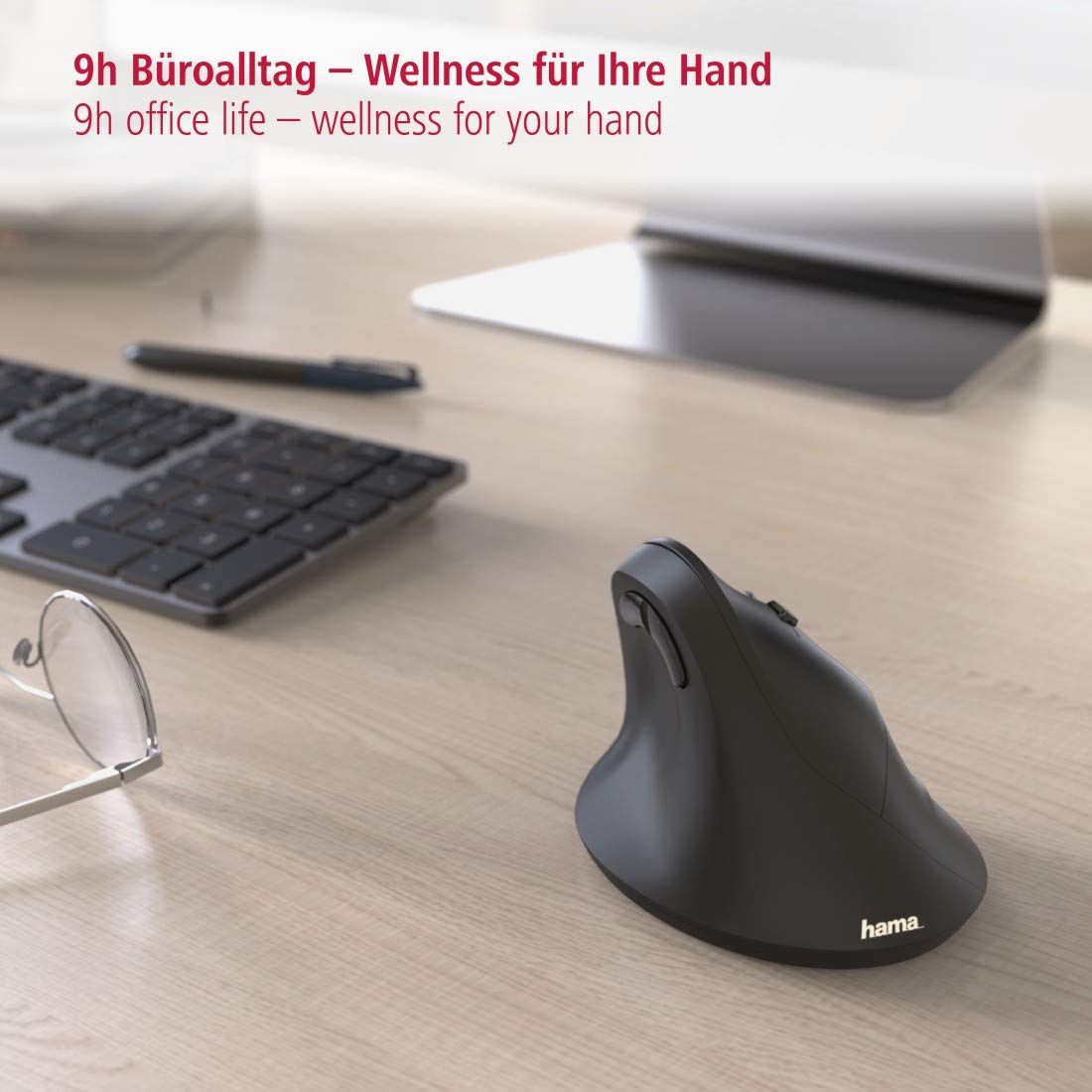 Hama verticale ergonomische muis, draadloos muis voor rechtshandigen, 6 knoppen - NLMAX