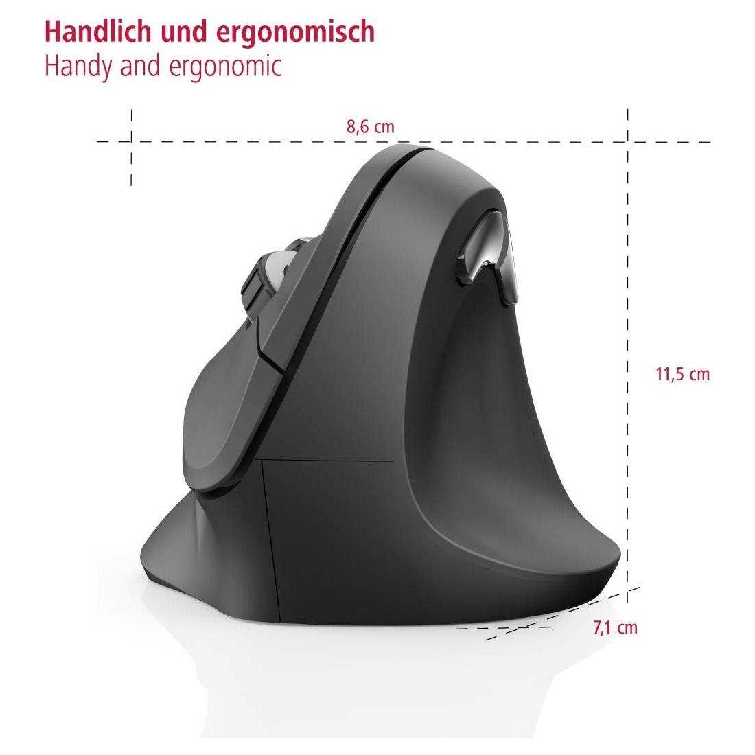Hama verticale ergonomische muis, draadloos muis voor rechtshandigen, 6 knoppen - NLMAX
