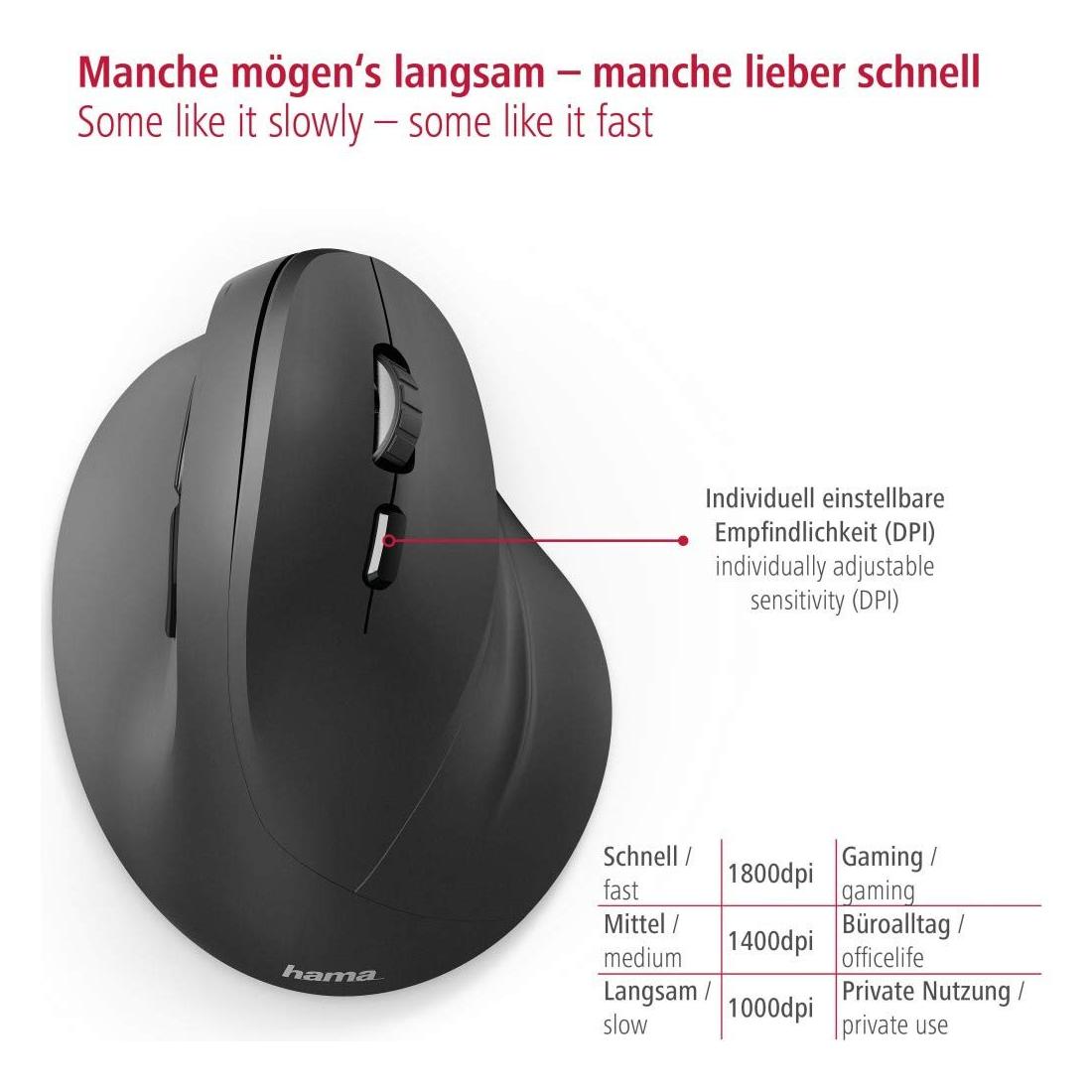 Hama verticale ergonomische muis, draadloos muis voor rechtshandigen, 6 knoppen - NLMAX
