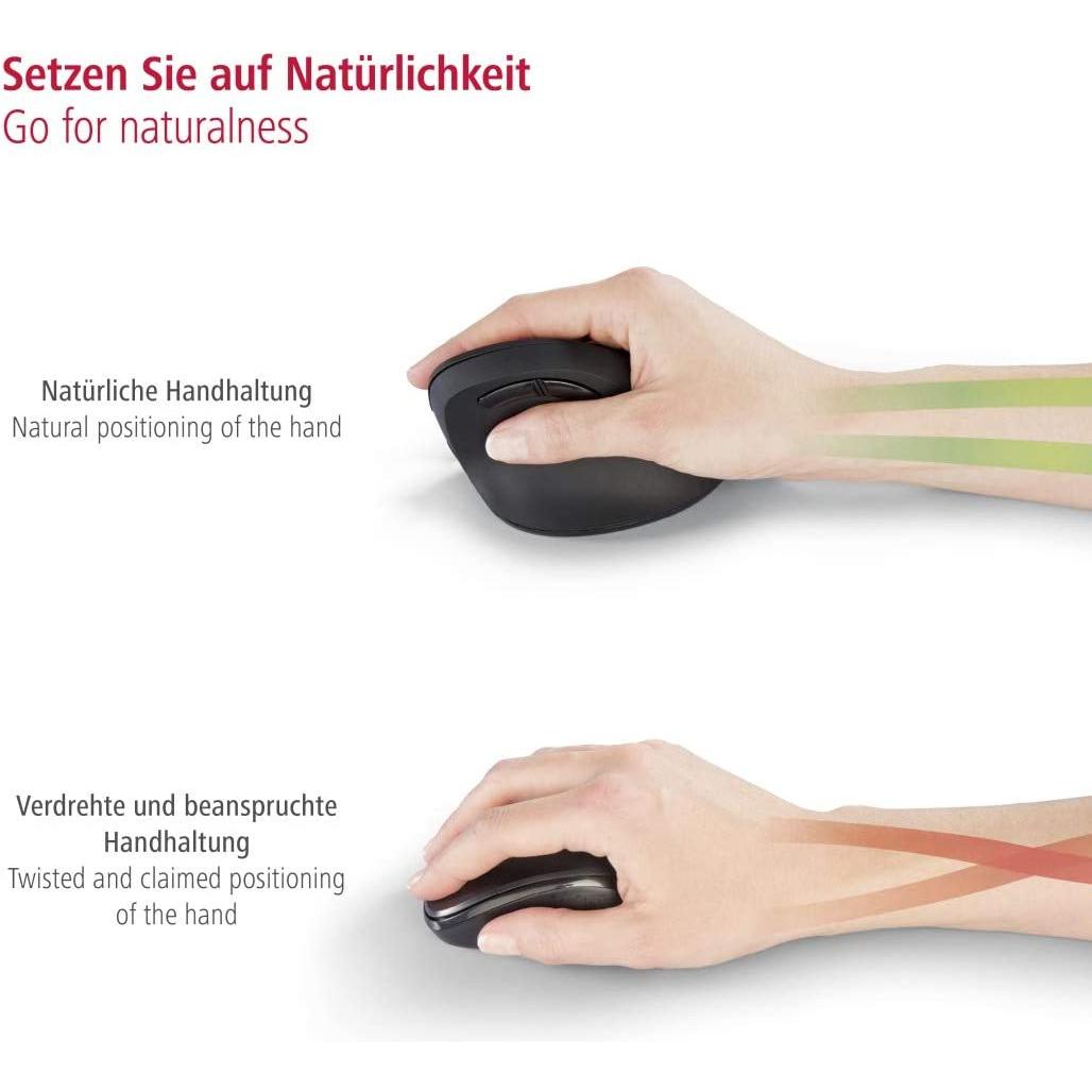 Hama verticale ergonomische muis, draadloos muis voor rechtshandigen, 6 knoppen - NLMAX